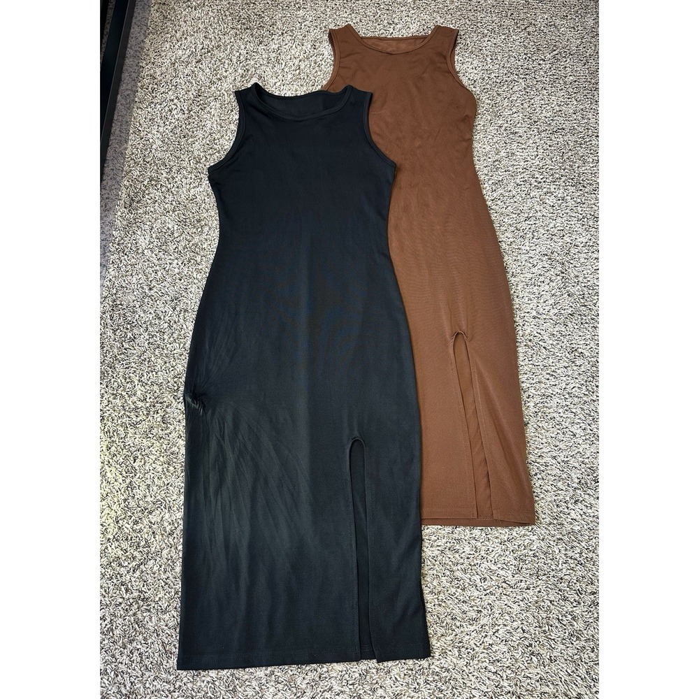 SHEIN (LOT OF 2) Womens Size Small/4  Black Bodycon Maxi Dress Sleeveless Fitted